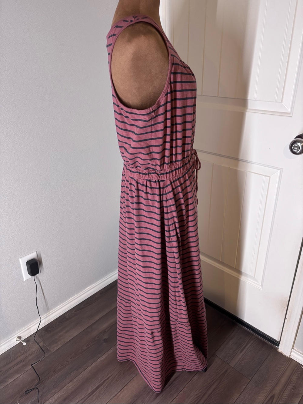 Pact Maxi Dress Mauve/Navy Stripes 100% Organic Cotton L - Picture 3 of 10